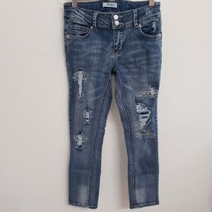 Mudd Ripped Denim Embellished Skinny Jeans Girls Sz 12